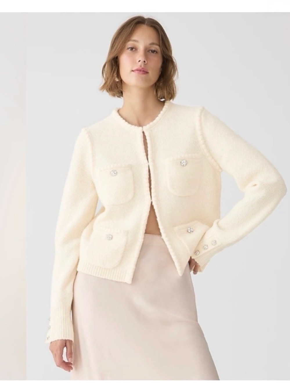 NWT J.Crew Odette Sweater Lady Jacket in Heather Muslin Knit Cardigan XL BM246